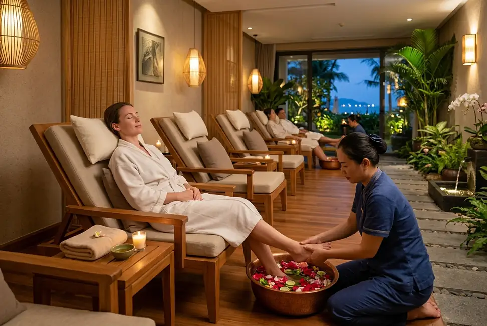 Luxury foot massage and herbal soaking basin
